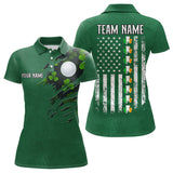 Maxcorners American Flag St Patrick Day Custom Men golf polo shirts, personalized golf jerseys for team | Green