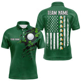 Maxcorners American Flag St Patrick Day Custom Men golf polo shirts, personalized golf jerseys for team | Green