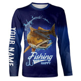 Maxcorners Customized Name 3D Shirts Fishing Makes Me Happy Redfish Puppy Drum Fishing