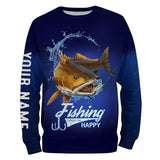 Maxcorners Customized Name 3D Shirts Fishing Makes Me Happy Redfish Puppy Drum Fishing