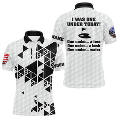 Maxcorners Funny Mens golf polo shirts black and white custom I was one under today, under a tree, bush, water LM3006