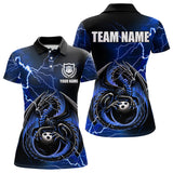 Maxcorners Personalized Black And Blue Thunder Lightning Dragon Bowling Shirts For Men, Bowling Team Uniform LM2007