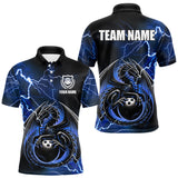 Maxcorners Personalized Black And Blue Thunder Lightning Dragon Bowling Shirts For Men, Bowling Team Uniform LM2007