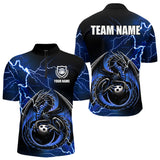 Maxcorners Personalized Black And Blue Thunder Lightning Dragon Bowling Shirts For Men, Bowling Team Uniform LM2007