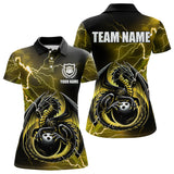 Maxcorners Personalized Black And Yellow Thunder Lightning Dragon Bowling Shirts For Men, Bowling Team Uniform LM2007