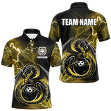 Maxcorners Personalized Black And Yellow Thunder Lightning Dragon Bowling Shirts For Men, Bowling Team Uniform LM2007