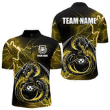 Maxcorners Personalized Black And Yellow Thunder Lightning Dragon Bowling Shirts For Men, Bowling Team Uniform LM2007