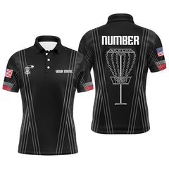 Maxcorners Mens disc golf basket polo shirts custom name, number black disc golf shirt, disc golf outfit MT0510
