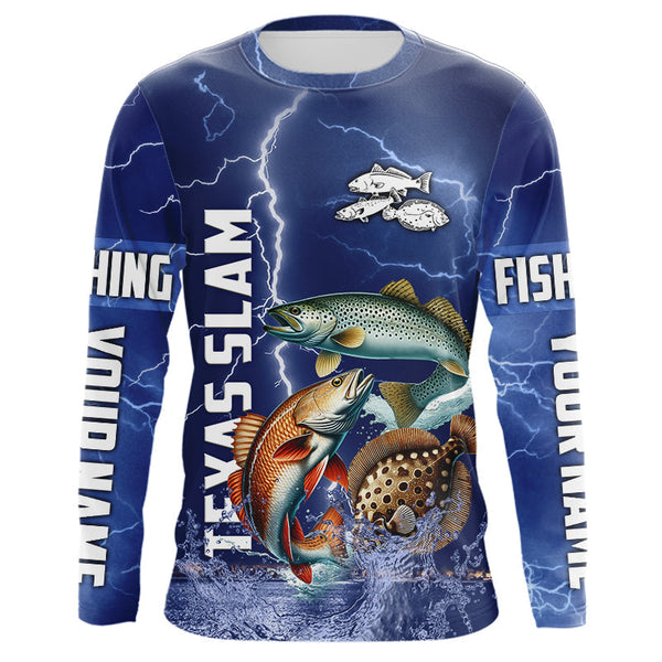 Maxcorners Texas Slam Fishing blue lightning jerseys custom performance Long Sleeve tournament fishing shirts MT2108