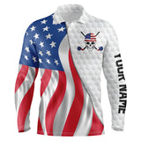 Maxcorner Customized Name American Flag Golf 3D Polo Shirt