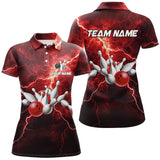 Maxcorners bowling shirts Custom red lightning thunder Bowling Team Jersey, gift for team Bowlers