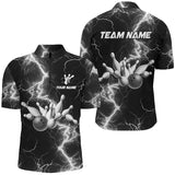 Maxcorners bowling shirts Custom black and white lightning thunder Bowling Team Jersey, gift for team Bowler