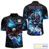 Maxcorners Blue Thunder Lightning American Flag Eagle Skull Mens Bowling Shirts Custom Bowling Team Jersey LM2509