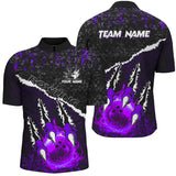 Maxcorners Purple Flame Bowling Ball Black Camo Bowling Shirts Custom Team Bowling League Jerseys