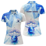 Maxcorners Blue And White Bowling Ball And Pins Bowling Shirts Custom Team Bowling League Jerseys