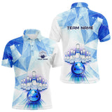 Maxcorners Blue And White Bowling Ball And Pins Bowling Shirts Custom Team Bowling League Jerseys