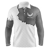 Maxcorners White golf ball pattern metal Mens golf polos shirts custom cool polo shirts for men, golfing gifts