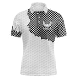 Maxcorners White golf ball pattern metal Mens golf polos shirts custom cool polo shirts for men, golfing gifts