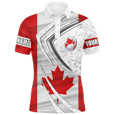 MaxCorners Golf Canadian Flag Sport Jersey Customized Name 3D Polo Shirt Unisex