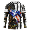 Maxcorners Bass Fishing American Flag black camo Customize UV protection long sleeves fishing shirt for men LM0201