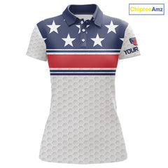 Maxcorners Red, White and Blue American Flag Mens golf polo shirts custom patriotic golf attire for mensMT0306