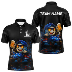 Maxcorners Funny American Flag Golf ball Mens golf polo shirts custom golf and beer golf apparel for mensMT0306