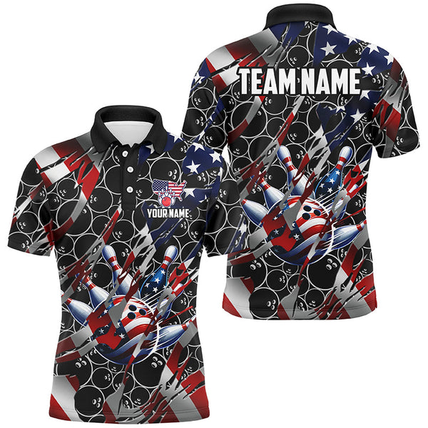 Maxcorners American flag black bowling camo bowling shirts Custom patriotic Bowling Team League Jerseys