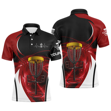 Maxcorners Mens disc golf polo shirt custom name disc golf basket, personalized disc golf gifts MT0510