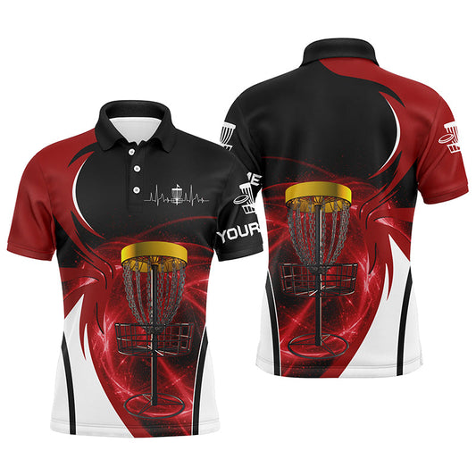 Maxcorners Mens disc golf polo shirt custom name disc golf basket, personalized disc golf gifts MT0510