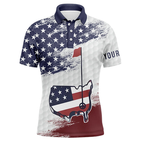 Maxcorner Customized Name American Flag Golf 3D Polo Shirt