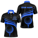 Maxcorners Personalized polo golf shirts custom black and blue mens golf shirts team golf jersey