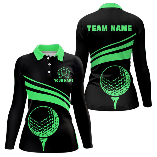 Maxcorners Personalized polo golf shirts for men custom black and green mens golf shirts team golf jersey