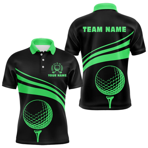 Maxcorners Personalized polo golf shirts for men custom black and green mens golf shirts team golf jersey