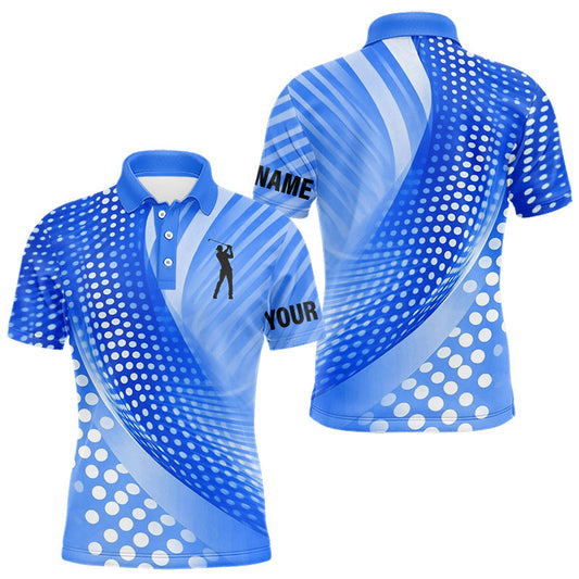 Maxcorners Blue Mens golf polo shirts custom team golf tops for men, personalized golf gifts LM2201