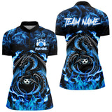 Maxcorners Black And Blue Flame Dragon Bowling Shirts For Men & Women Custom Bowling Team Jersey, Gift For Bowler