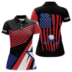 Maxcorners American Flag Golf polo shirts For Mens custom patriotic golf top for men, golfing gifts | BlackMT0306