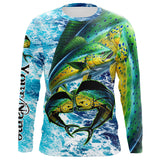 Maxcorners Mahi mahi fishing blue sea water camo Custom UV protection performance long sleeve fishing shirts MT2108