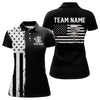 Maxcorners Black and White American Flag Mens Disc golf polo shirts Custom patriotic team disc golf jerseysMT0306