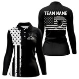 Maxcorners Black and White American Flag Mens golf polo shirts Custom name patriotic team golf uniformMT0306