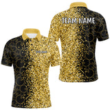 Maxcorners Black Camo and Gold glitter Bowling Shirts For Men Custom bowling jersey gift for bowlers LM2110
