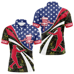 Maxcorners American Flag Camo Disc golf shirts for men, women custom patriotic disc golf jerseys TU2212