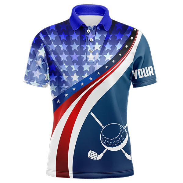 Maxcorners Personalized Red, White and Blue golf polo shirts for men custom patriotic men golf shirts