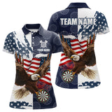 Maxcorners Red, White And Blue American Flag Eagle Darts Shirts For Men Custom Patriotic Darts Team Jersey