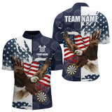 Maxcorners Red, White And Blue American Flag Eagle Darts Shirts For Men Custom Patriotic Darts Team Jersey