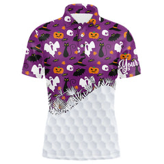 Maxcorners Personalized funny purple Halloween pattern mens golf polo shirts best mens golf wears MT2407