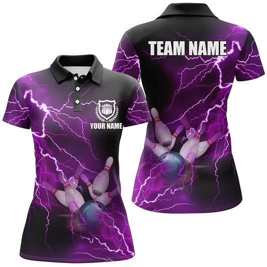 Maxcorners Bowling And Pins Multicolor Option Customized Name 3D Shirt For Women