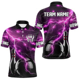 Maxcorners Pink Lightning Thunder Black Bowling Polo, Quarter zip Shirt for Men custom bowling team jerseys LM2408
