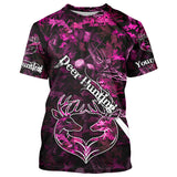 Maxcorners Love Deer Hunting Pink Camo Customize Name 3D All Over Printed Shirts Personalized Hunting gifts LM2608