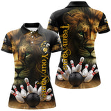 Maxcorners Lion Bowling Polo, Quarter Zip Shirts Custom Bowling League Shirt Bowling Team Jerseys Outfits