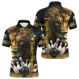 Maxcorners Lion Bowling Polo, Quarter Zip Shirts Custom Bowling League Shirt Bowling Team Jerseys Outfits